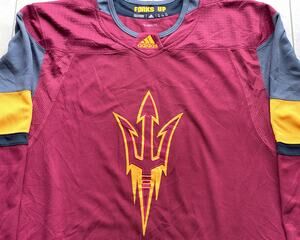 ASU 2010s ADIDAS Indo Hockey jersey 52 L maroon gold gray NCAA Arizona State